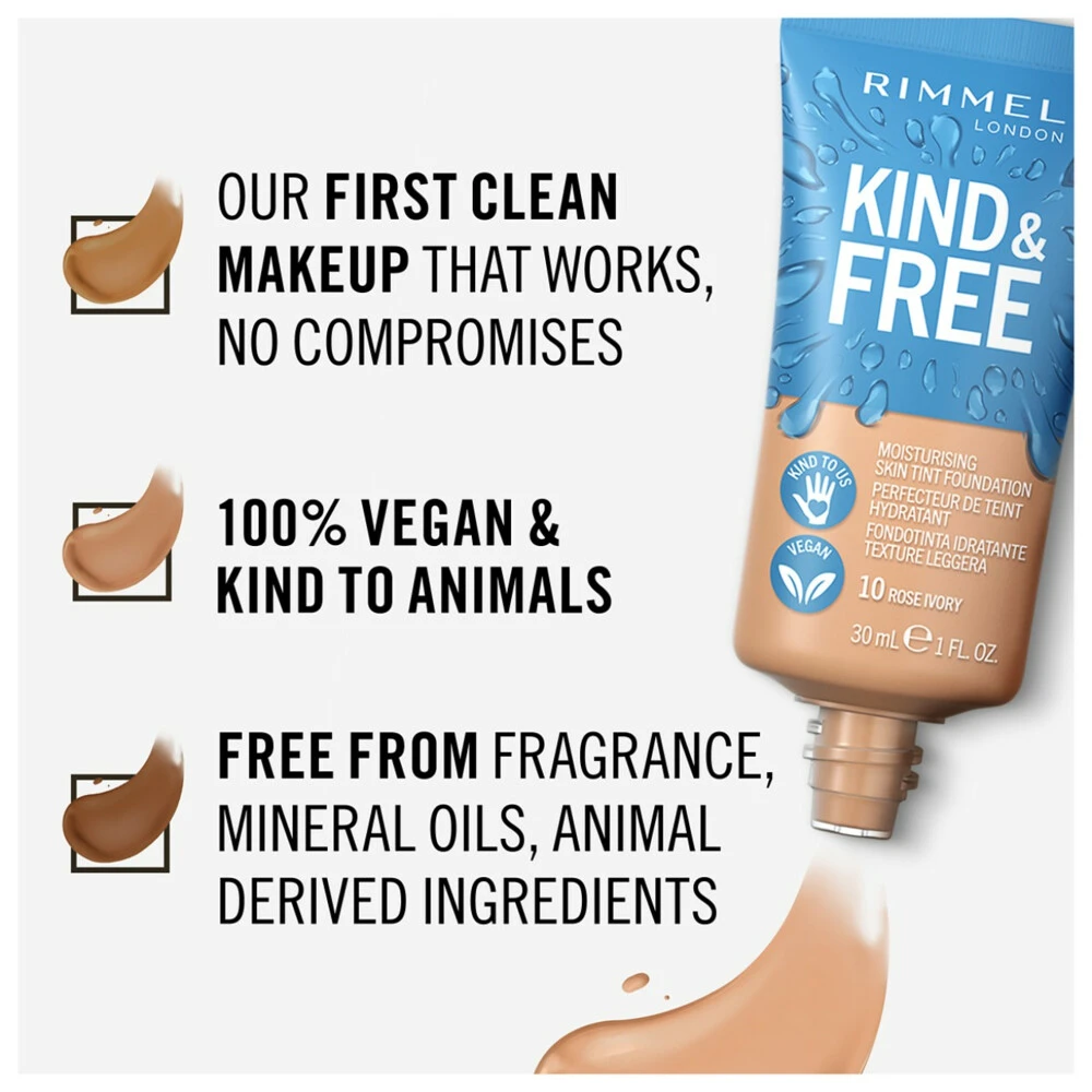 Rimmel KIND & FREE Vegan Foundation 010 Rose Ivory 5 Rimmel KIND & FREE Vegan Foundation 010 Rose Ivory - Afbeelding 3