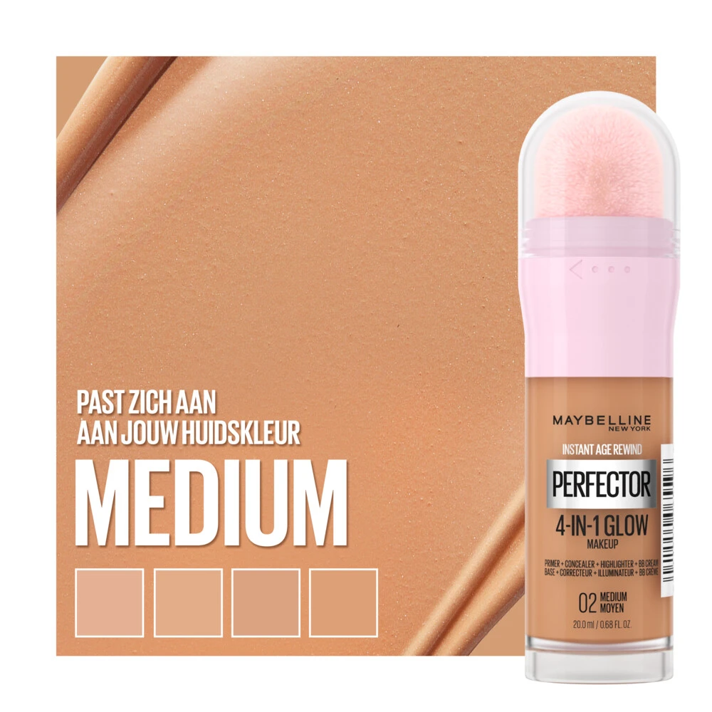 Maybelline Instant Anti-Age Perfector 4-in-1 Glow Medium - Primer, Concealer, Highlighter En BB-Cream In één 5 Maybelline Instant Anti-Age Perfector 4-in-1 Glow Medium - Primer, Concealer, Highlighter En BB-Cream In één - Afbeelding 3