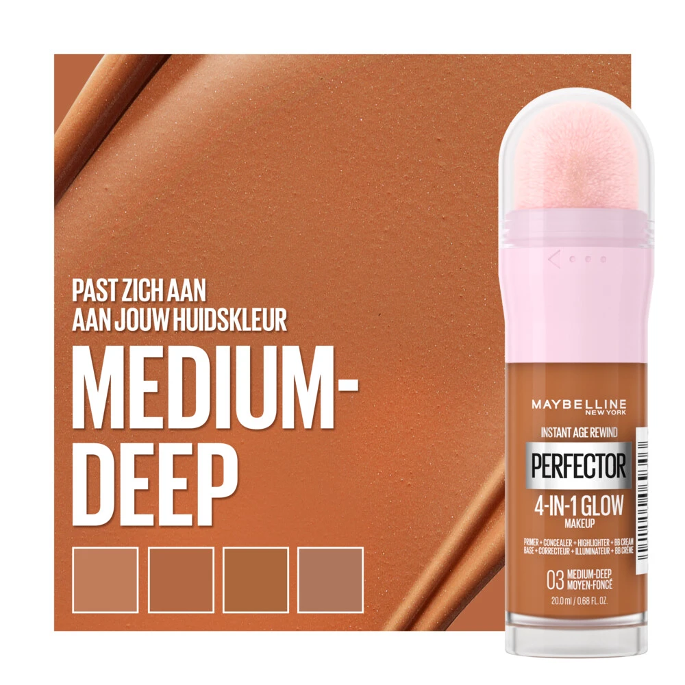 Maybelline Instant Anti-Age Perfector 4-in-1 Glow Medium Deep - Primer, Concealer, Highlighter En BB-Cream In één 5 Maybelline Instant Anti-Age Perfector 4-in-1 Glow Medium Deep - Primer, Concealer, Highlighter En BB-Cream In één - Afbeelding 3